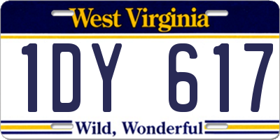 WV license plate 1DY617
