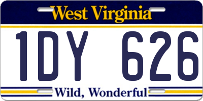 WV license plate 1DY626