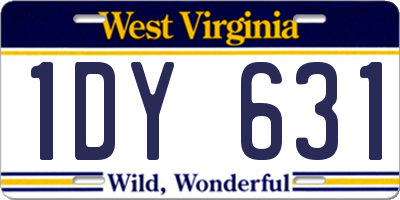 WV license plate 1DY631