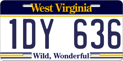 WV license plate 1DY636