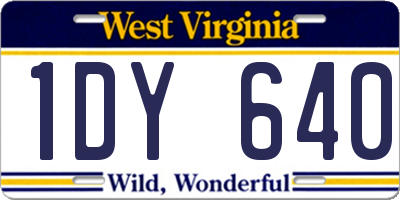 WV license plate 1DY640