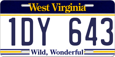 WV license plate 1DY643