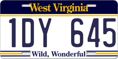 WV license plate 1DY645