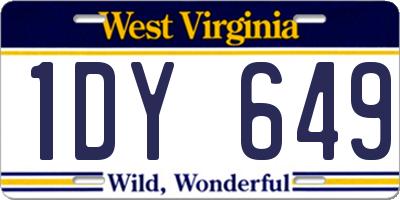 WV license plate 1DY649