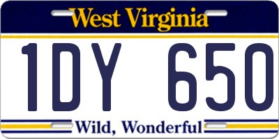 WV license plate 1DY650