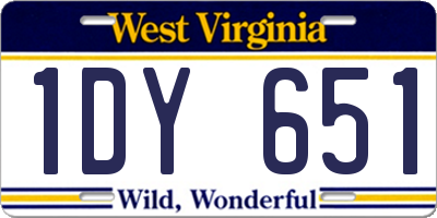 WV license plate 1DY651