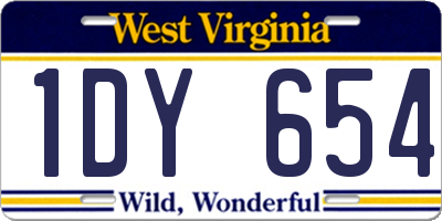 WV license plate 1DY654