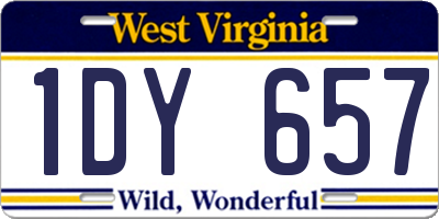 WV license plate 1DY657