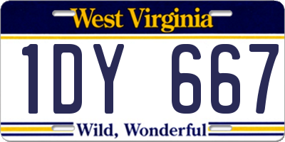 WV license plate 1DY667