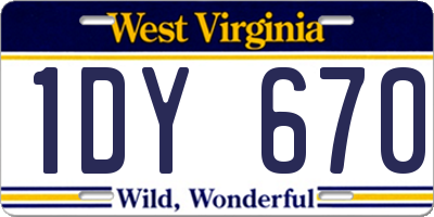 WV license plate 1DY670