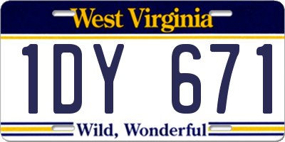 WV license plate 1DY671