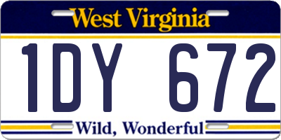 WV license plate 1DY672