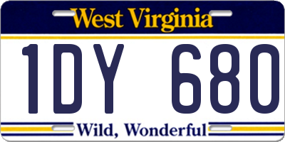 WV license plate 1DY680