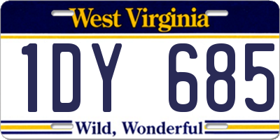 WV license plate 1DY685