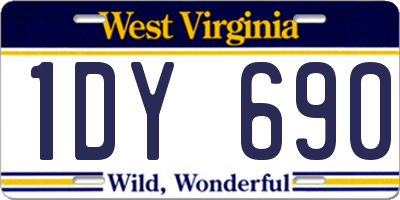 WV license plate 1DY690