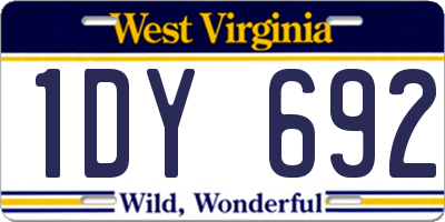 WV license plate 1DY692