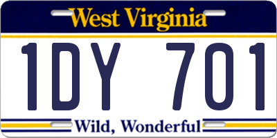 WV license plate 1DY701