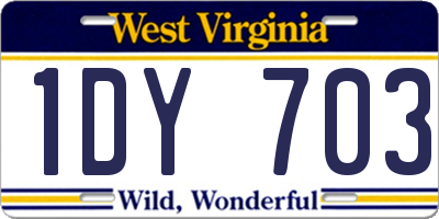 WV license plate 1DY703