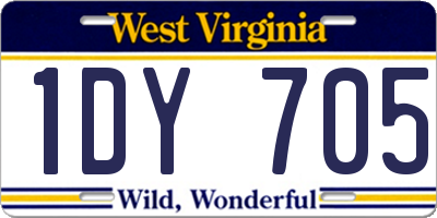 WV license plate 1DY705