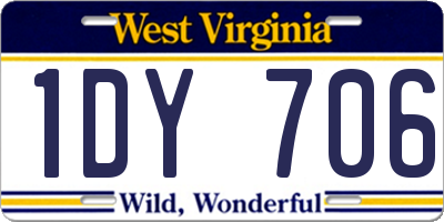 WV license plate 1DY706