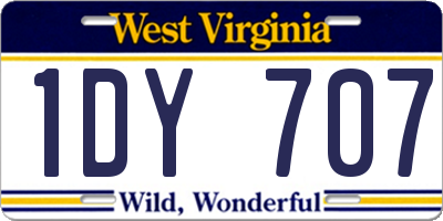 WV license plate 1DY707