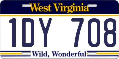 WV license plate 1DY708