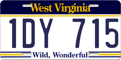 WV license plate 1DY715