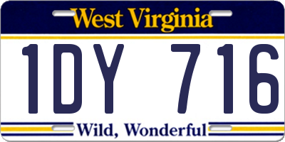 WV license plate 1DY716