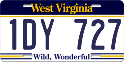 WV license plate 1DY727