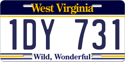 WV license plate 1DY731