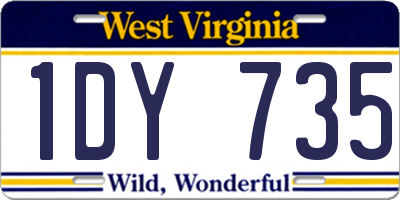 WV license plate 1DY735