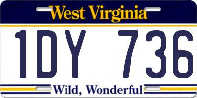WV license plate 1DY736