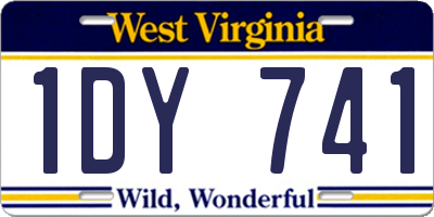 WV license plate 1DY741