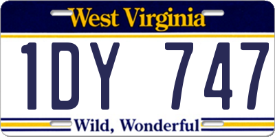 WV license plate 1DY747