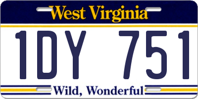 WV license plate 1DY751