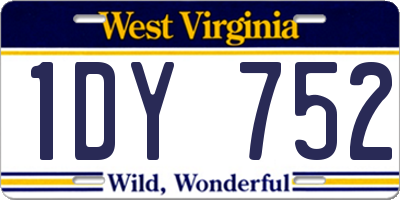 WV license plate 1DY752