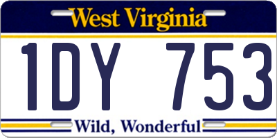 WV license plate 1DY753