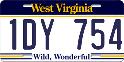 WV license plate 1DY754