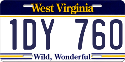 WV license plate 1DY760