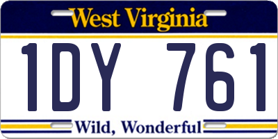 WV license plate 1DY761