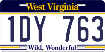 WV license plate 1DY763