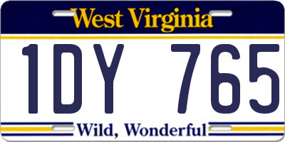 WV license plate 1DY765