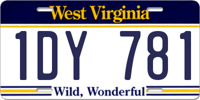 WV license plate 1DY781