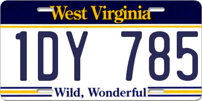 WV license plate 1DY785