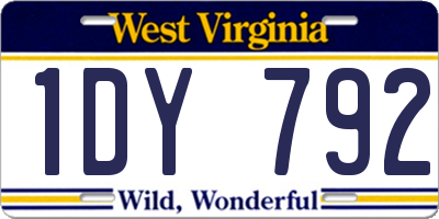 WV license plate 1DY792