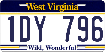 WV license plate 1DY796