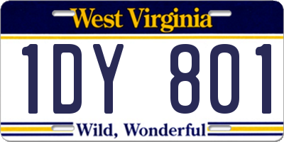 WV license plate 1DY801