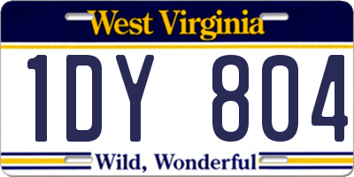 WV license plate 1DY804