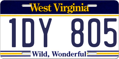 WV license plate 1DY805