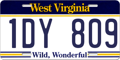 WV license plate 1DY809